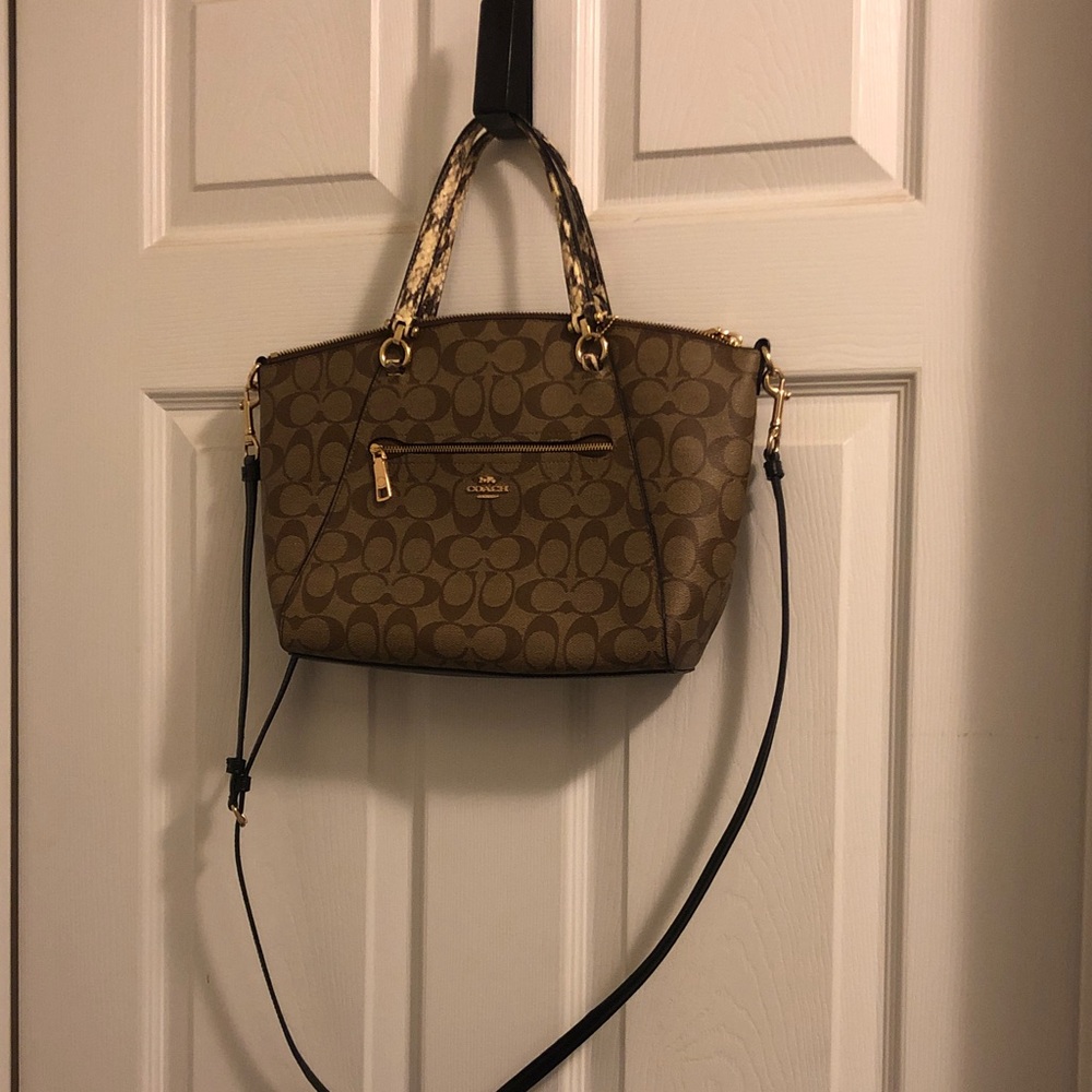 Coach Brown and Tan Signature Crossbody Bag